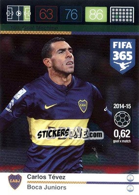 Sticker Carlos Tévez - FIFA 365: 2015-2016. Adrenalyn XL - Nordic edition n. 166 - Panini