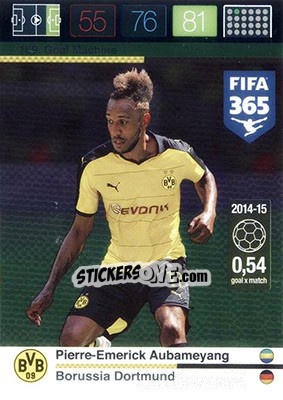 Sticker Pierre-Emerick Aubameyang - FIFA 365: 2015-2016. Adrenalyn XL - Nordic edition - Panini