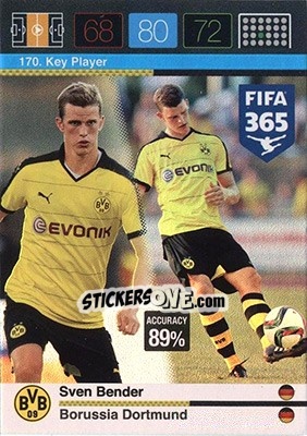 Sticker Sven Bender - FIFA 365: 2015-2016. Adrenalyn XL - Nordic edition n. 170 - Panini