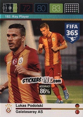 Sticker Lukas Podolski - FIFA 365: 2015-2016. Adrenalyn XL - Nordic edition n. 182 - Panini
