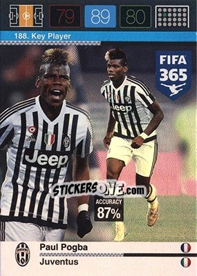 Sticker Paul Pogba - FIFA 365: 2015-2016. Adrenalyn XL - Nordic edition n. 188 - Panini