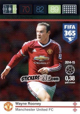 Sticker Wayne Rooney - FIFA 365: 2015-2016. Adrenalyn XL - Nordic edition n. 196 - Panini