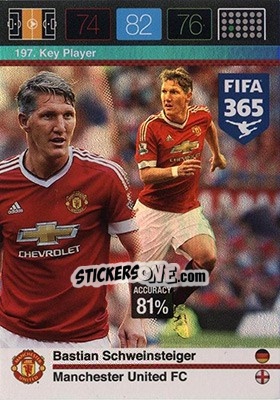 Sticker Bastian Schweinsteiger - FIFA 365: 2015-2016. Adrenalyn XL - Nordic edition n. 197 - Panini