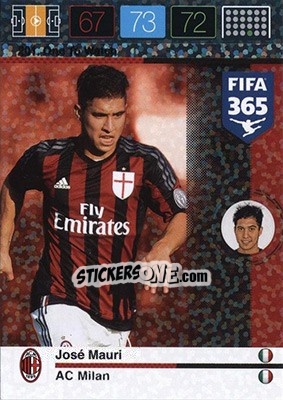 Sticker José Mauri - FIFA 365: 2015-2016. Adrenalyn XL - Nordic edition n. 201 - Panini