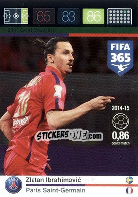 Sticker Zlatan Ibrahimovic - FIFA 365: 2015-2016. Adrenalyn XL - Nordic edition n. 211 - Panini