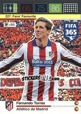 Sticker Fernando Torres - FIFA 365: 2015-2016. Adrenalyn XL - Nordic edition n. 227 - Panini