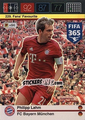 Figurina Philipp Lahm - FIFA 365: 2015-2016. Adrenalyn XL - Nordic edition - Panini