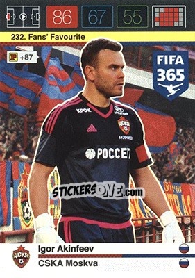 Sticker Igor Akinfeev - FIFA 365: 2015-2016. Adrenalyn XL - Nordic edition n. 232 - Panini