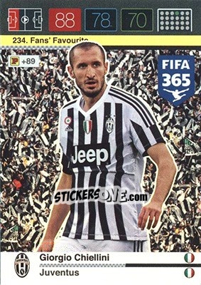 Sticker Giorgio Chiellini - FIFA 365: 2015-2016. Adrenalyn XL - Nordic edition n. 234 - Panini