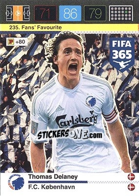 Sticker Thomas Delaney - FIFA 365: 2015-2016. Adrenalyn XL - Nordic edition n. 235 - Panini