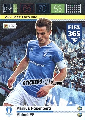 Sticker Markus Rosenberg - FIFA 365: 2015-2016. Adrenalyn XL - Nordic edition n. 236 - Panini