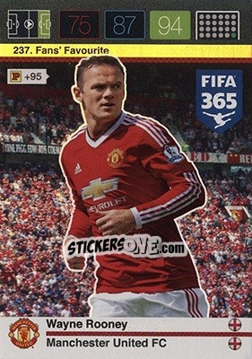 Sticker Wayne Rooney - FIFA 365: 2015-2016. Adrenalyn XL - Nordic edition n. 237 - Panini