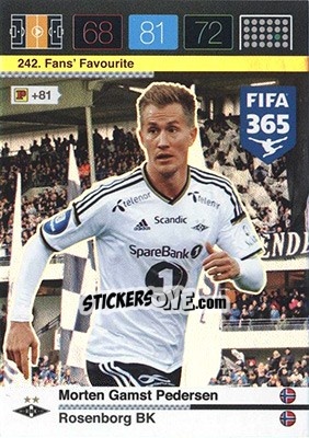 Sticker Morten Gamst Pedersen - FIFA 365: 2015-2016. Adrenalyn XL - Nordic edition n. 242 - Panini