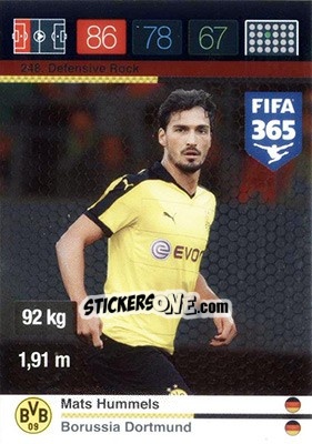 Sticker Mats Hummels - FIFA 365: 2015-2016. Adrenalyn XL - Nordic edition n. 248 - Panini