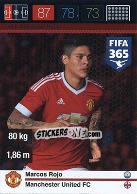 Sticker Marcos Rojo - FIFA 365: 2015-2016. Adrenalyn XL - Nordic edition - Panini