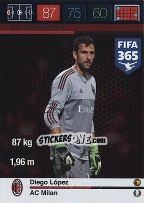 Sticker Diego López - FIFA 365: 2015-2016. Adrenalyn XL - Nordic edition n. 254 - Panini