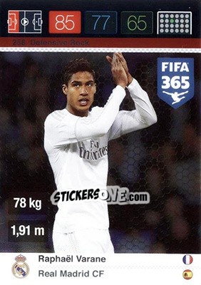 Sticker Raphaël Varane - FIFA 365: 2015-2016. Adrenalyn XL - Nordic edition n. 258 - Panini