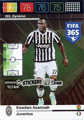 Sticker Kwadwo Asamoah - FIFA 365: 2015-2016. Adrenalyn XL - Nordic edition n. 265 - Panini