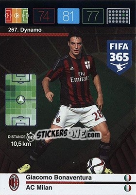 Sticker Giacomo Bonaventura - FIFA 365: 2015-2016. Adrenalyn XL - Nordic edition n. 267 - Panini