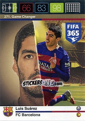 Sticker Luis Suárez - FIFA 365: 2015-2016. Adrenalyn XL - Nordic edition n. 271 - Panini