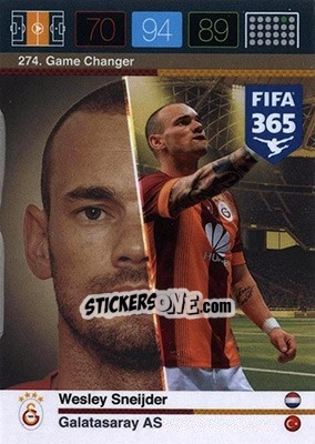 Sticker Wesley Sneijder - FIFA 365: 2015-2016. Adrenalyn XL - Nordic edition n. 274 - Panini