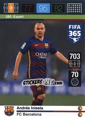 Sticker Andrés Iniesta - FIFA 365: 2015-2016. Adrenalyn XL - Nordic edition n. 280 - Panini