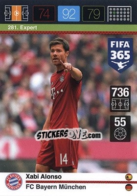Sticker Xabi Alonso - FIFA 365: 2015-2016. Adrenalyn XL - Nordic edition n. 281 - Panini