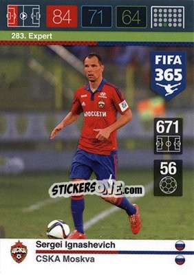 Sticker Sergei Ignashevich - FIFA 365: 2015-2016. Adrenalyn XL - Nordic edition n. 283 - Panini