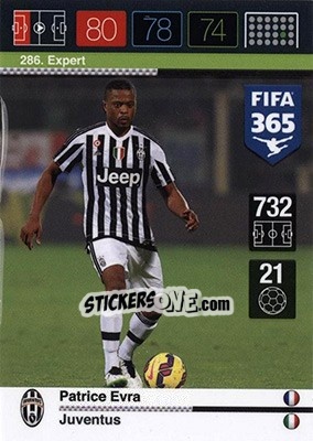 Sticker Patrice Evra - FIFA 365: 2015-2016. Adrenalyn XL - Nordic edition n. 286 - Panini