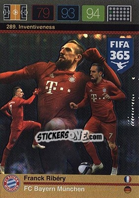 Sticker Franck Ribéry - FIFA 365: 2015-2016. Adrenalyn XL - Nordic edition n. 289 - Panini