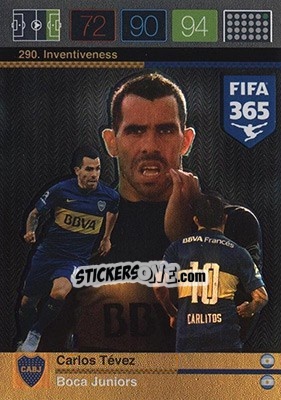 Figurina Carlos Tévez - FIFA 365: 2015-2016. Adrenalyn XL - Nordic edition - Panini
