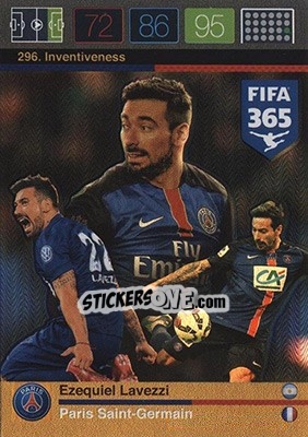 Sticker Ezequiel Lavezzi - FIFA 365: 2015-2016. Adrenalyn XL - Nordic edition n. 296 - Panini