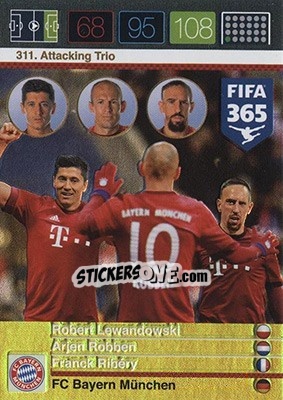 Sticker Robert Lewandowski / Arjen Robben / Franck Ribéry - FIFA 365: 2015-2016. Adrenalyn XL - Nordic edition n. 311 - Panini