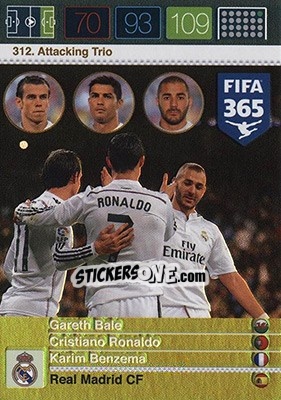 Sticker Gareth Bale / Cristiano Ronaldo / Karim Benzema - FIFA 365: 2015-2016. Adrenalyn XL - Nordic edition n. 312 - Panini