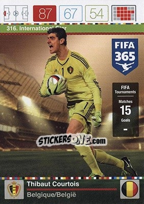 Sticker Thibaut Courtois - FIFA 365: 2015-2016. Adrenalyn XL - Nordic edition n. 316 - Panini