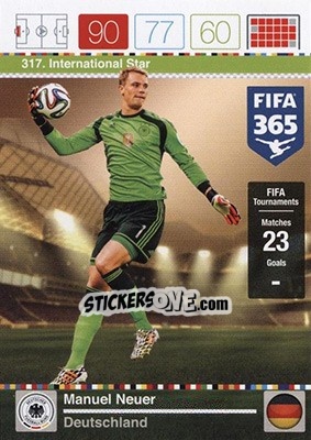 Sticker Manuel Neuer - FIFA 365: 2015-2016. Adrenalyn XL - Nordic edition n. 317 - Panini