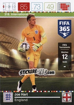 Sticker Joe Hart - FIFA 365: 2015-2016. Adrenalyn XL - Nordic edition n. 318 - Panini