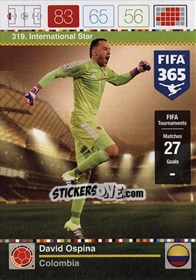 Sticker David Ospina - FIFA 365: 2015-2016. Adrenalyn XL - Nordic edition n. 319 - Panini