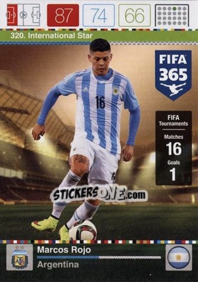 Sticker Marcos Rojo - FIFA 365: 2015-2016. Adrenalyn XL - Nordic edition n. 320 - Panini