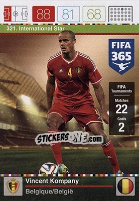 Sticker Vincent Kompany - FIFA 365: 2015-2016. Adrenalyn XL - Nordic edition - Panini