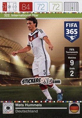 Sticker Mats Hummels - FIFA 365: 2015-2016. Adrenalyn XL - Nordic edition - Panini