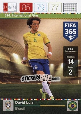 Sticker David Luiz - FIFA 365: 2015-2016. Adrenalyn XL - Nordic edition n. 326 - Panini