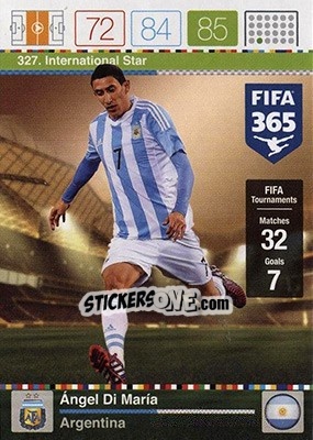 Sticker Ángel Di María - FIFA 365: 2015-2016. Adrenalyn XL - Nordic edition n. 327 - Panini