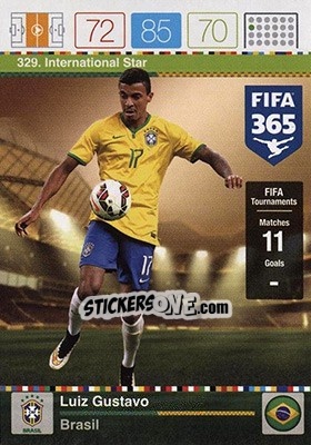 Sticker Luiz Gustavo - FIFA 365: 2015-2016. Adrenalyn XL - Nordic edition n. 329 - Panini