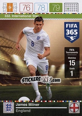Sticker James Milner - FIFA 365: 2015-2016. Adrenalyn XL - Nordic edition n. 332 - Panini