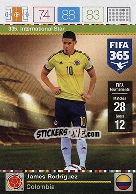 Sticker James Rodriguez - FIFA 365: 2015-2016. Adrenalyn XL - Nordic edition n. 335 - Panini