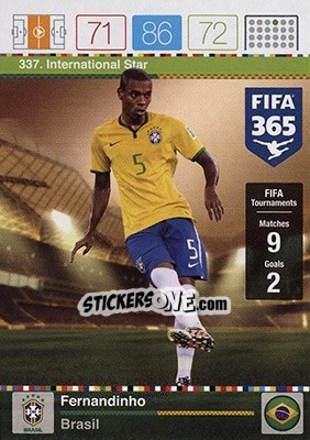 Sticker Fernandinho - FIFA 365: 2015-2016. Adrenalyn XL - Nordic edition n. 337 - Panini