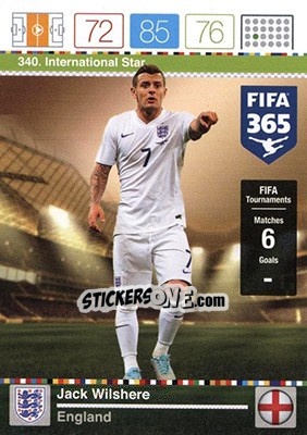 Sticker Jack Wilshere - FIFA 365: 2015-2016. Adrenalyn XL - Nordic edition n. 340 - Panini