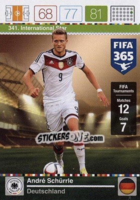 Sticker André Schürrle - FIFA 365: 2015-2016. Adrenalyn XL - Nordic edition n. 341 - Panini