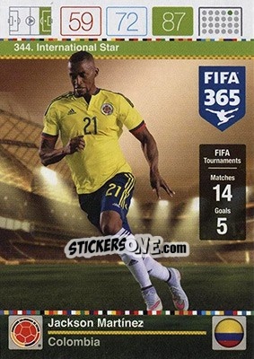 Figurina Jackson Martinez - FIFA 365: 2015-2016. Adrenalyn XL - Nordic edition n. 344 - Panini